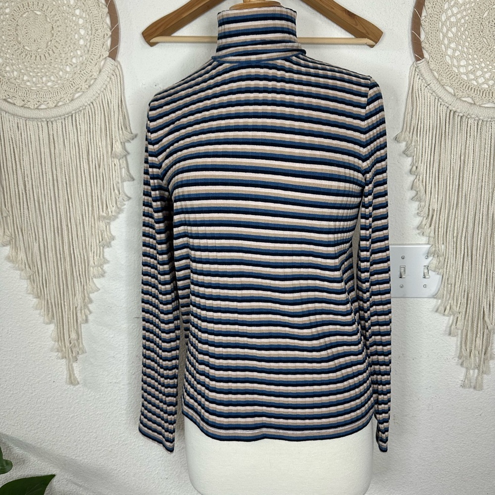 Madewell Striped turtleneck Shirt in Blue and Tan XL
